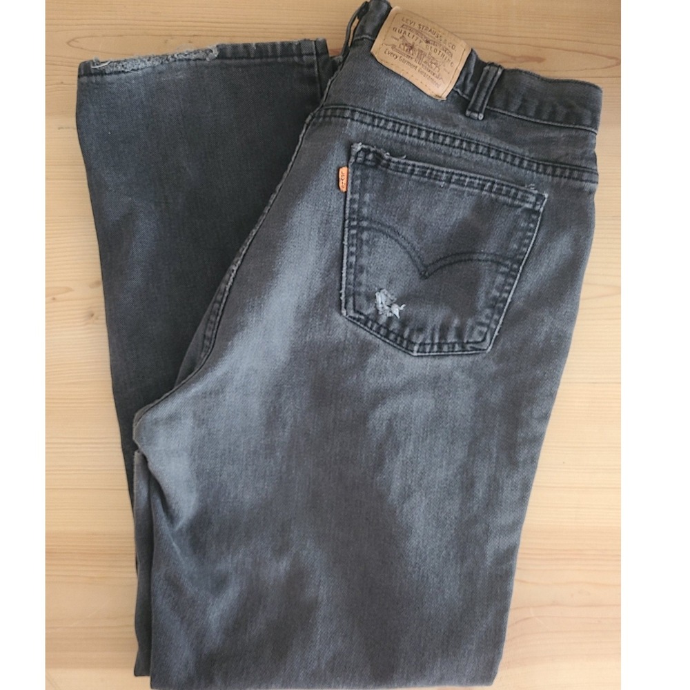 Levi's 506 Orange Tab Vintage Mens Jeans Faded Black 38x30 Made in Canada